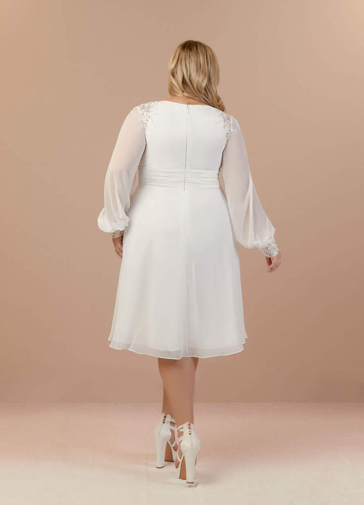 elyessen Amila Diamond White A-Line V-Neck Lace Chiffon Dress