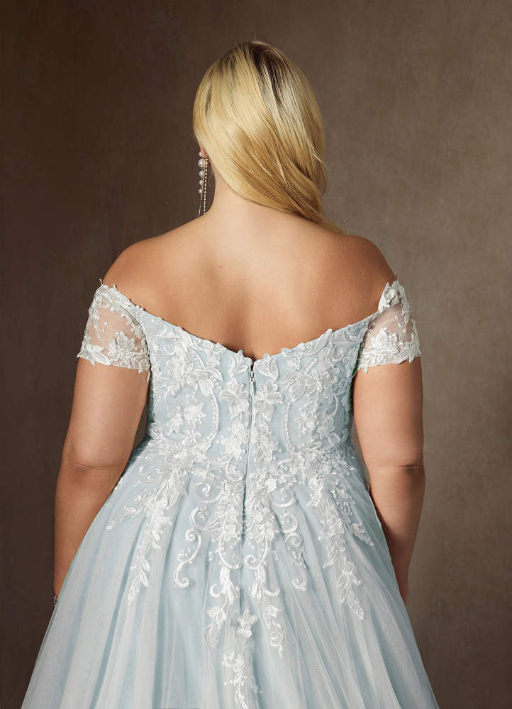 elyessen  Diamond White Ball-Gown Off the Shoulder Tulle Dress