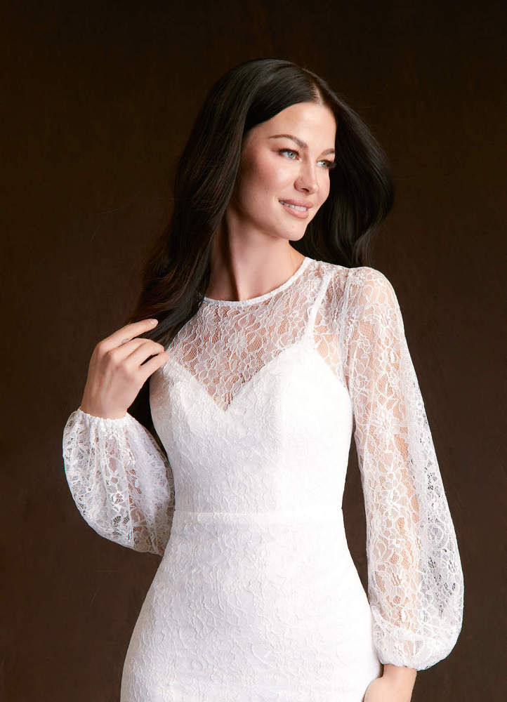 elyessen Willa Diamond White Mermaid Lace Dress