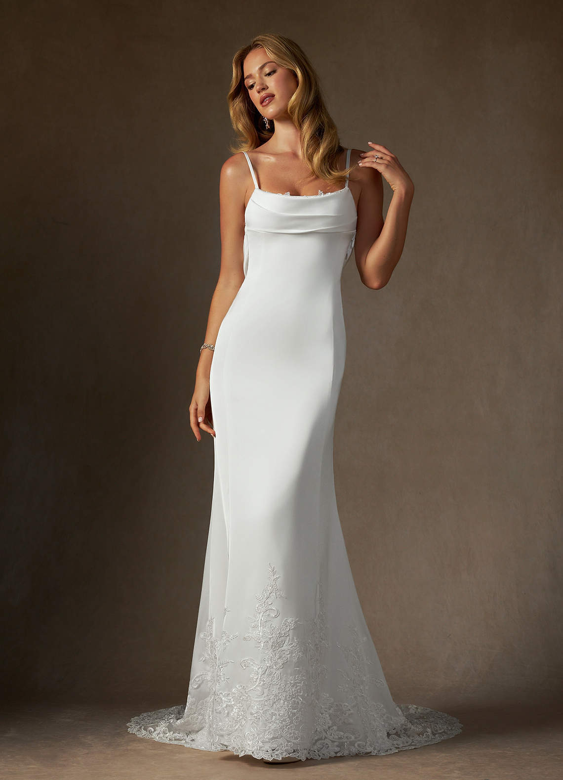 elyessen Eliora Stretch Diamond White Fit and Flare Stretch Satin Dress