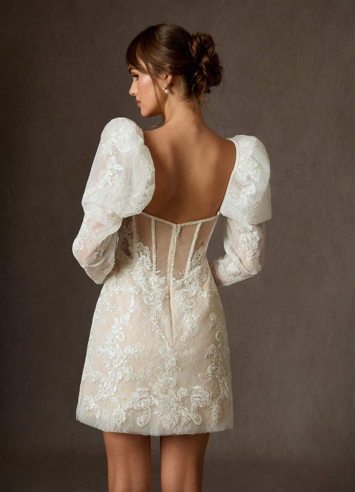 elyessen Winter Diamond White A-Line Strapless Lace Dress