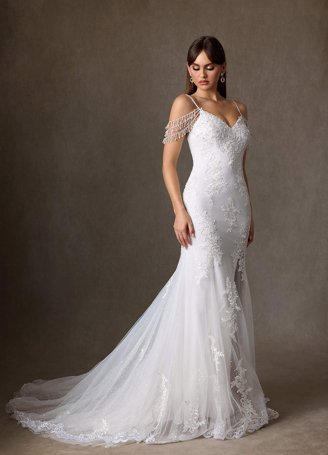 elyessen Saskia Diamond White Mermaid Sequins Tulle Dress