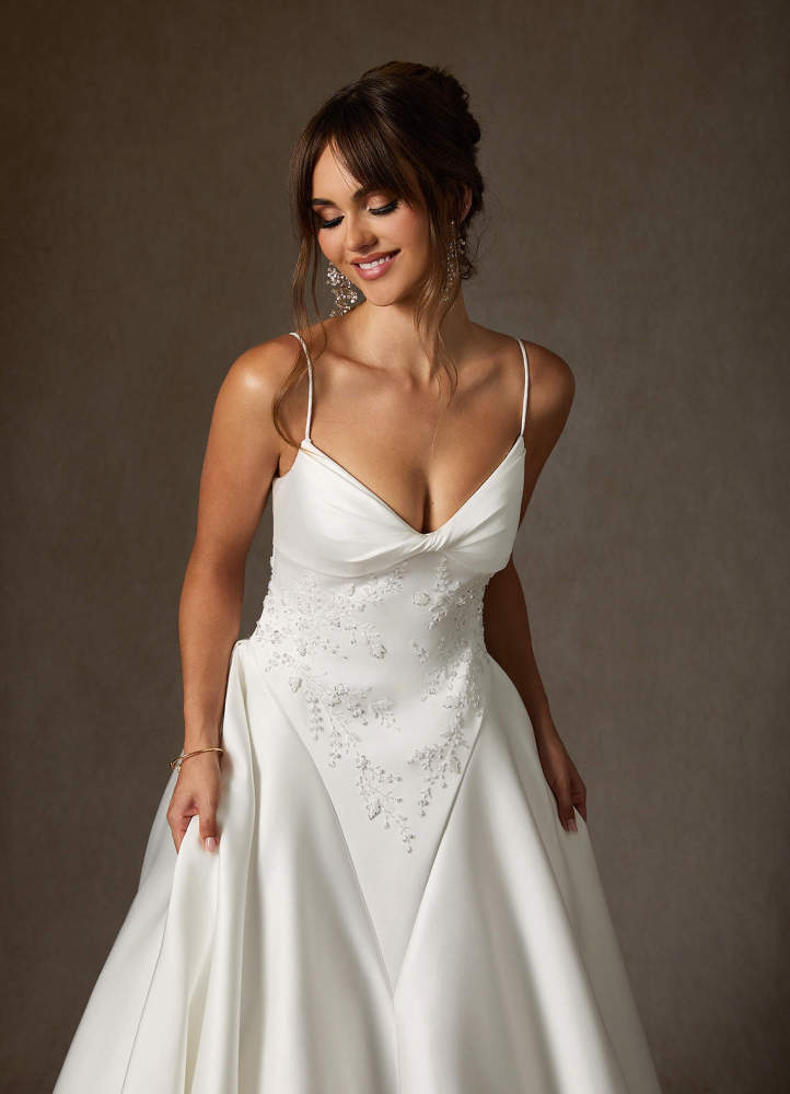 elyessen Emberlyn Diamond White A-Line Double Faced Satin Dress