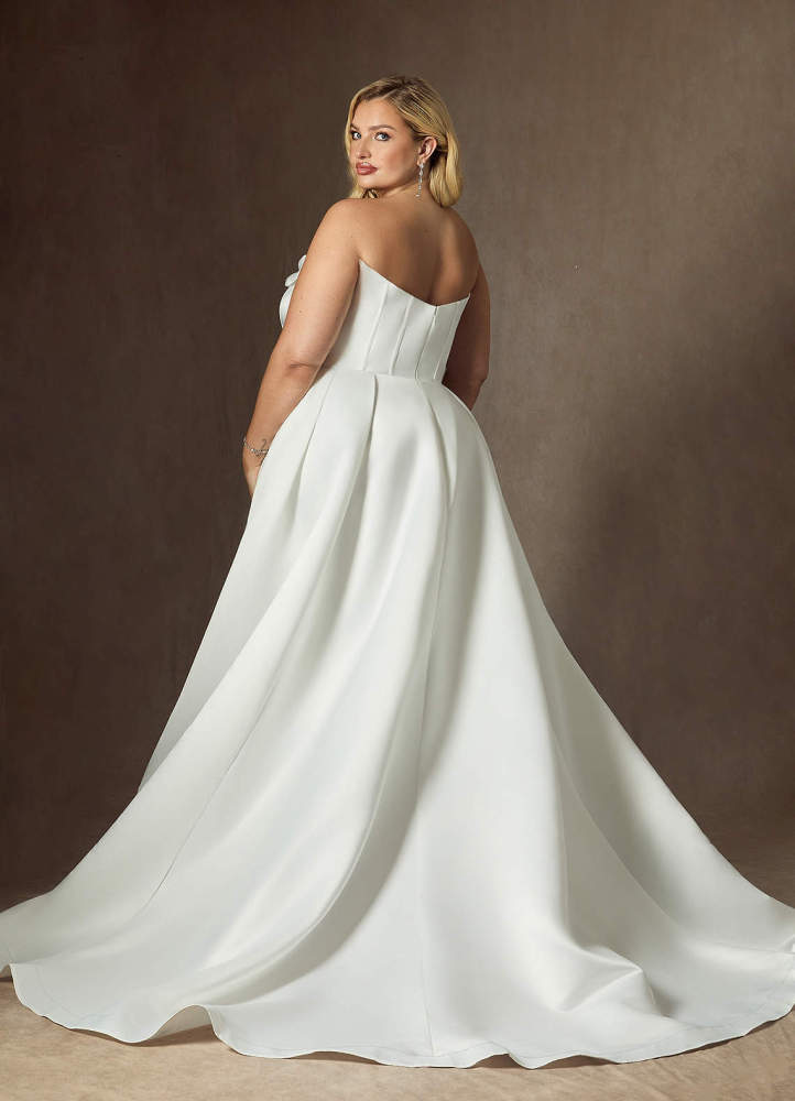 elyessen Katalina Diamond White Ball-Gown Strapless Satin Dress