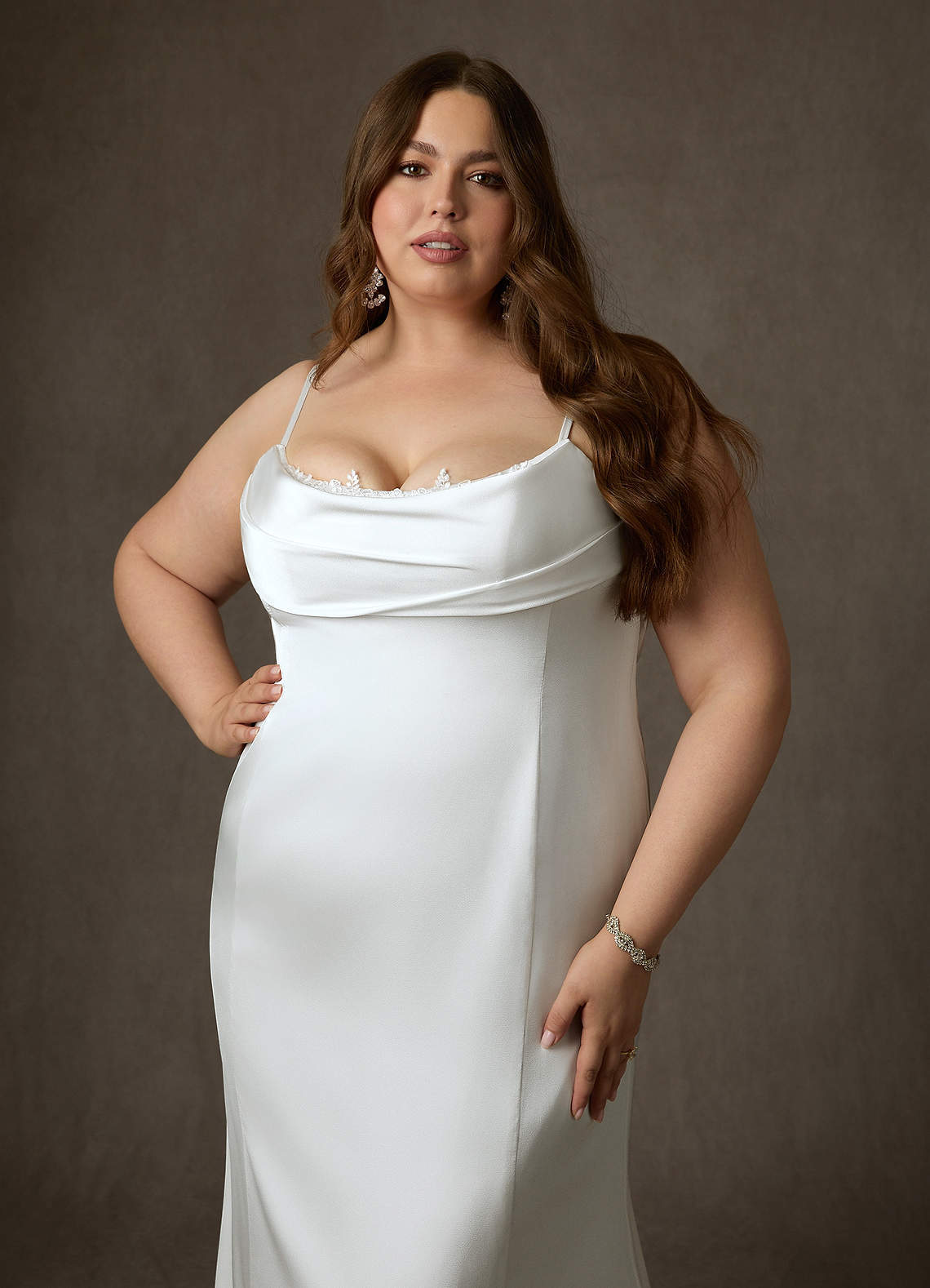 elyessen Eliora Stretch Diamond White Fit and Flare Stretch Satin Dress