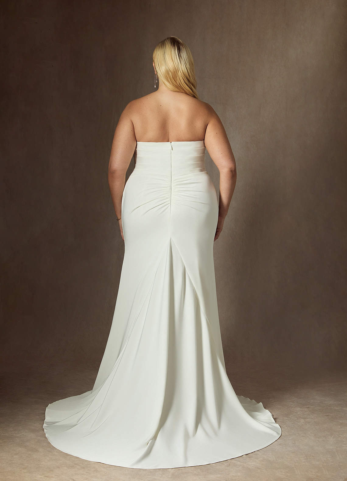 elyessen Elyse Diamond White Mermaid Strapless Crepe Back Satin Dress