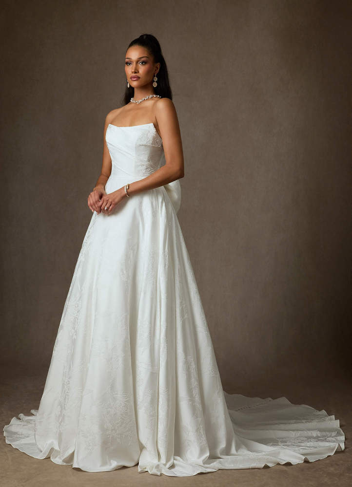 elyessen Kandice Diamond White Ball-Gown Floral Jacquard Dress