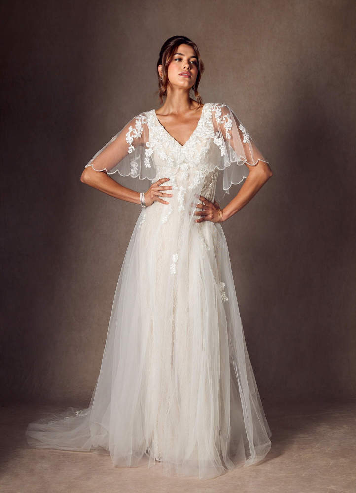 elyessen Renesmee Diamond White A-Line Sequins Tulle Dress