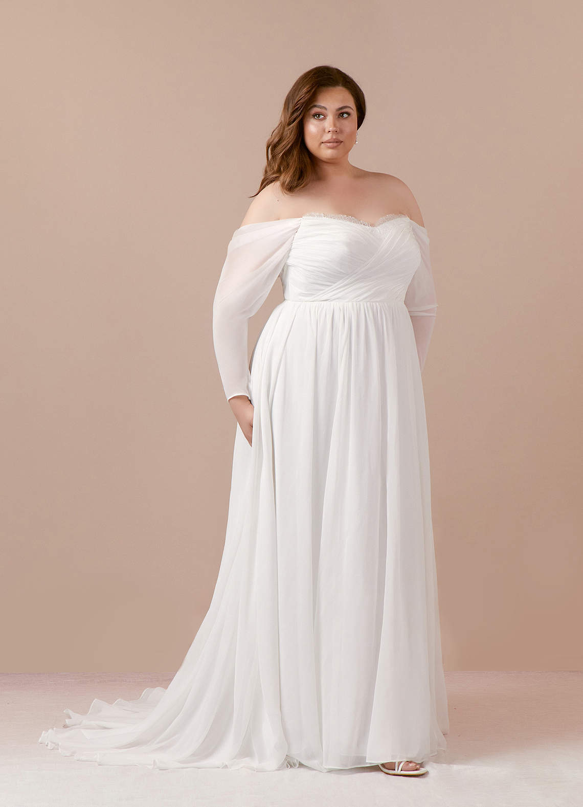 elyessen Lilith Diamond White A-Line Sweetheart lace Chiffon Dress