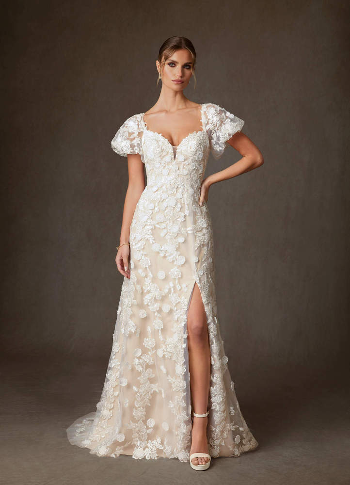 elyessen Diamond White A-Line Sweetheart Lace Dress