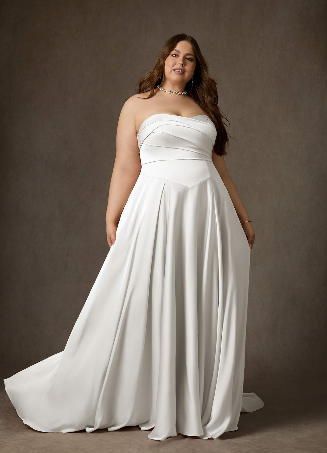 elyessen Alta Stretch Diamond White A-Line Strapless Stretch Satin Dress