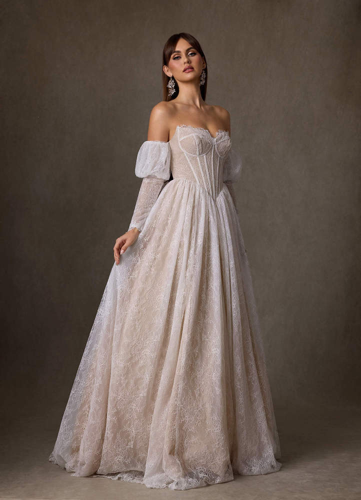 elyessen  Diamond White A-Line Sweetheart Neckline Lace Dress