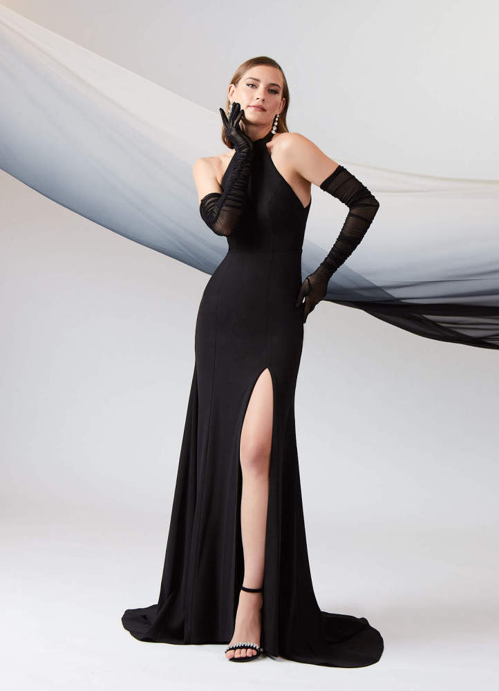 elyessen Aerith Stretch Diamond White Sheath Bow Stretch Crepe Dress