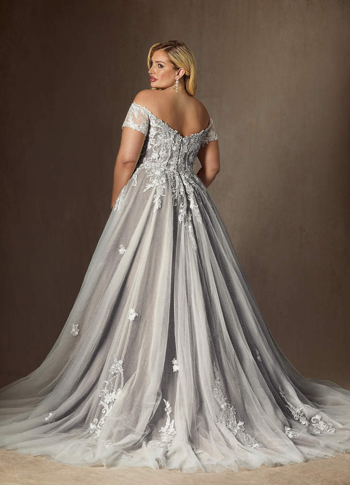 elyessen  Diamond White Ball-Gown Off the Shoulder Tulle Dress