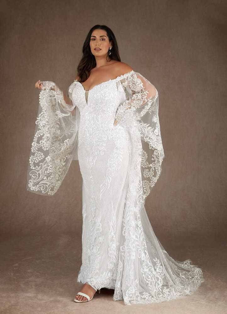 elyessen Memphis Diamond White Champagne Mermaid V-Neck Sequins Lace Dress