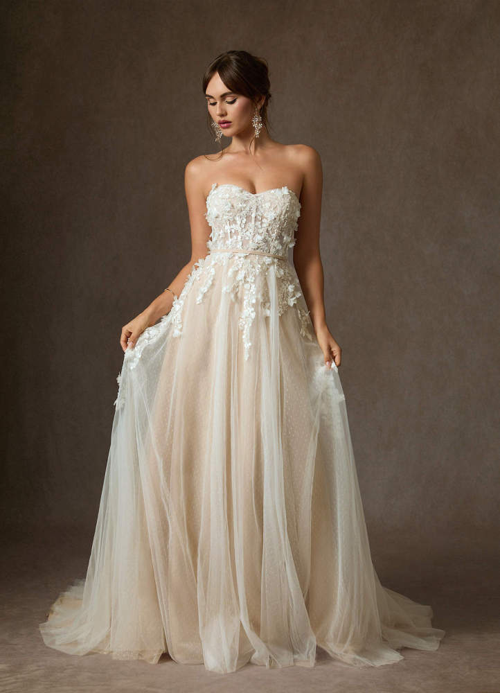 elyessen Diamond White Ball-Gown Off the Shoulder Lace Dress