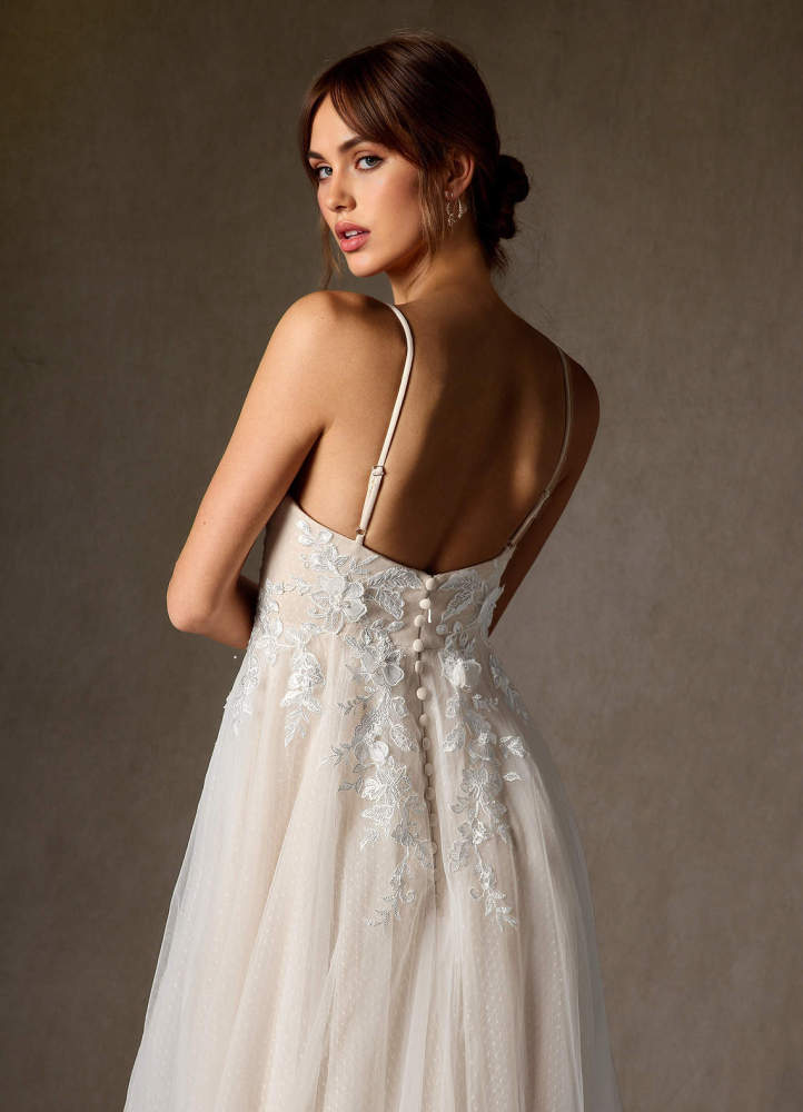 elyessen Nikita Diamond White A-Line Sequins Tulle Dress