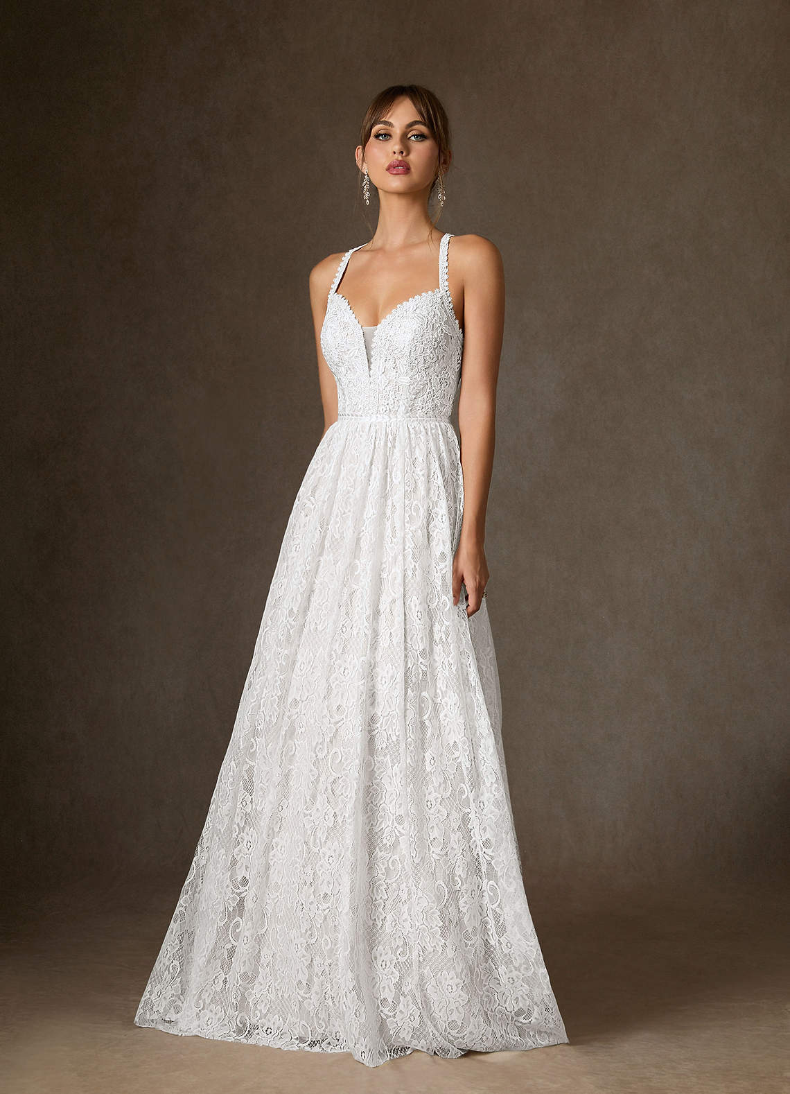 elyessen August Diamond White Champagne A-Line Lace Dress