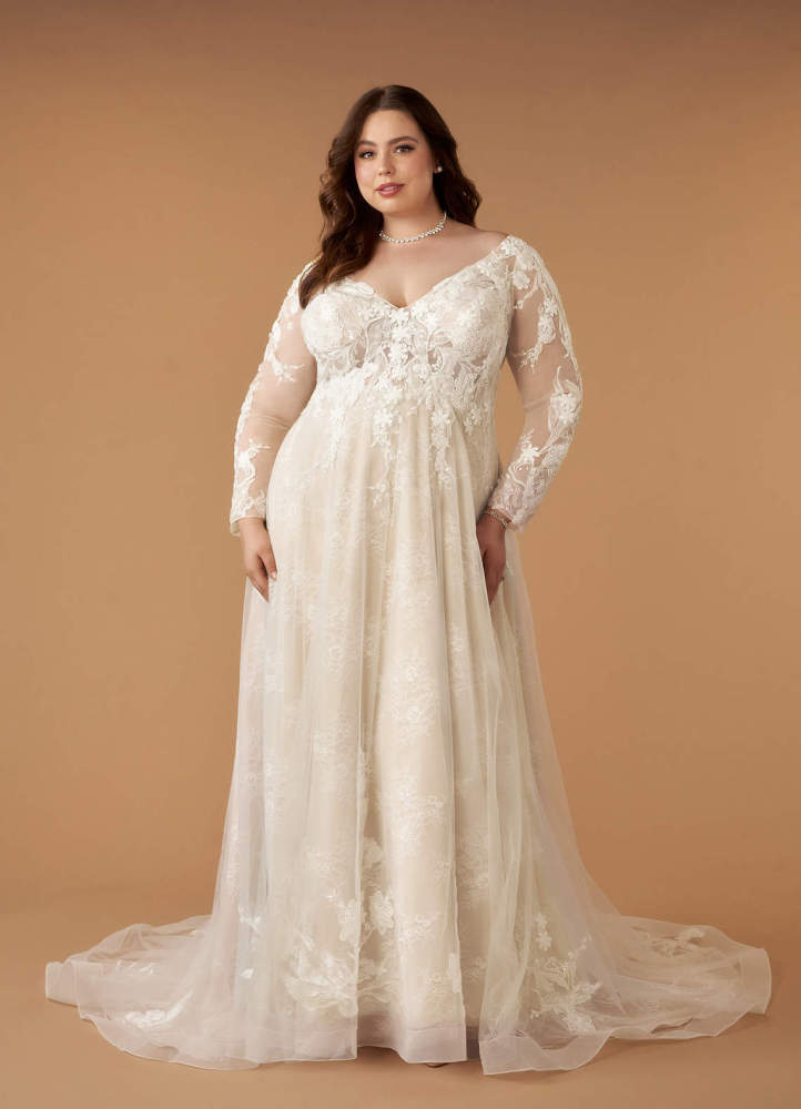elyessen  Diamond White Champagne A-Line V-Neck Sequins Tulle Dress