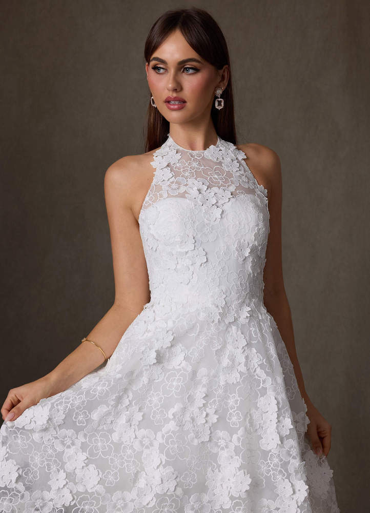 elyessen Cyra Diamond White A-Line Lace Dress