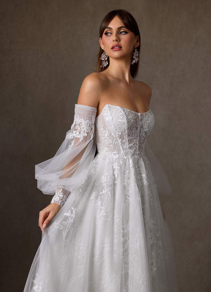 elyessen Elowyn Two-Piece Diamond White Ball-Gown Strapless Lace Dress