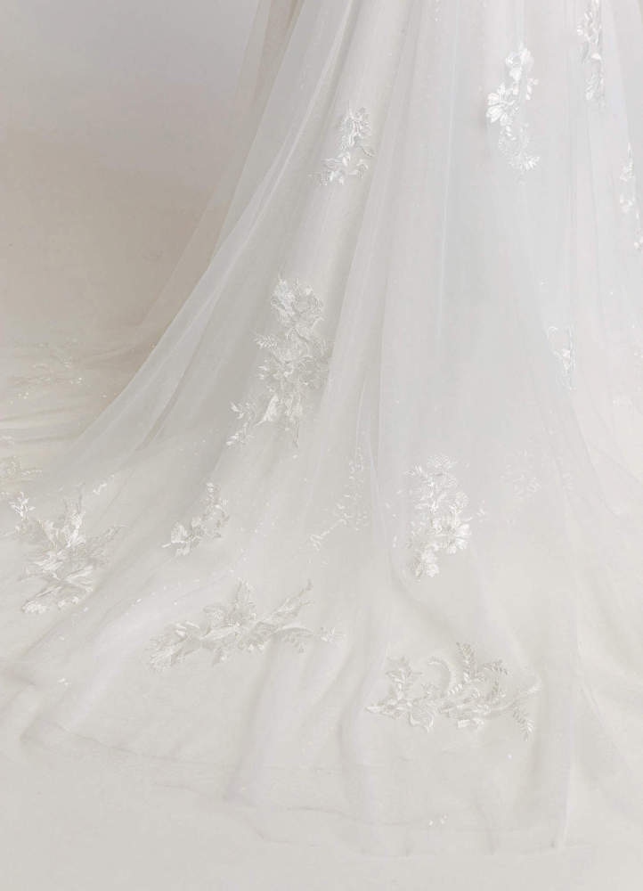 elyessen Dysis Diamond White A-Line Halter Sequins Tulle Dress