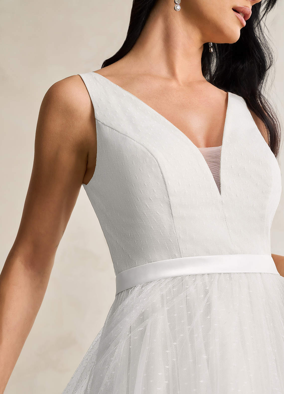 elyessen Windsor Diamond White A-Line Bow Tulle Dress