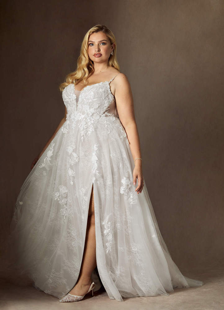 elyessen Monda Diamond White A-Line Lace Tulle Dress