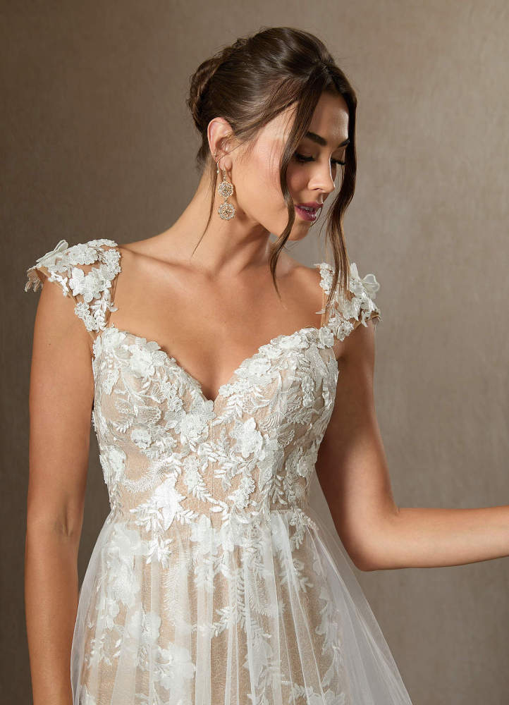 elyessen Diamond White A-Line Sweetheart Sequins Tulle Dress