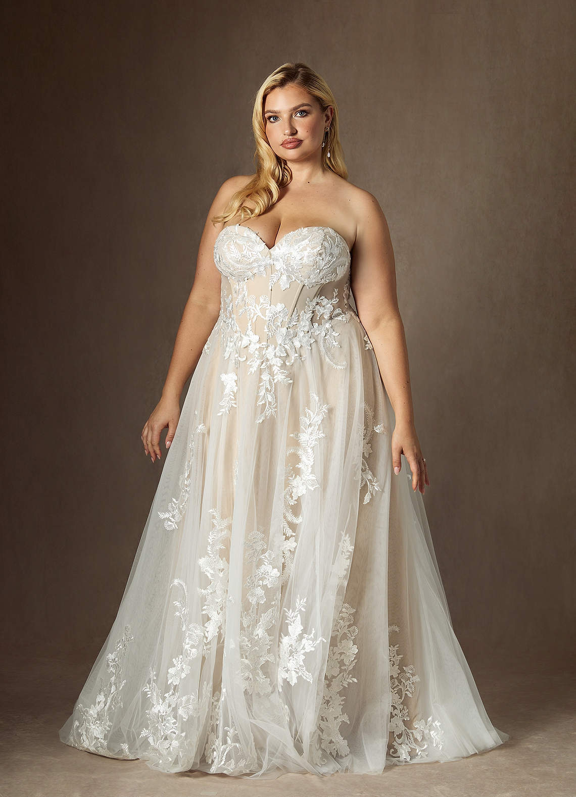 elyessen  Diamond White A-Line Sequins Tulle Dress