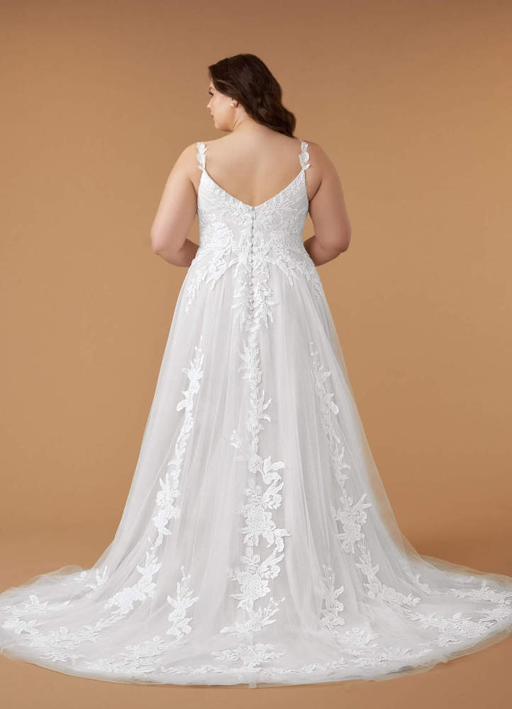 elyessen  Diamond White A-Line V-Neck Sequins Tulle Dress