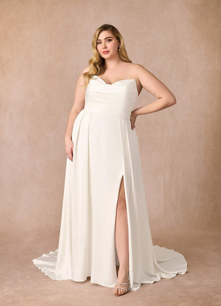elyessen Marisela Diamond White A-Line Sequins Crepe Back Satin Dress