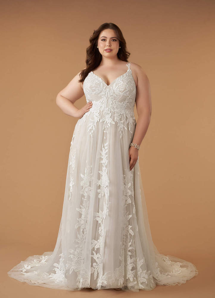 elyessen  Diamond White A-Line V-Neck Sequins Tulle Dress