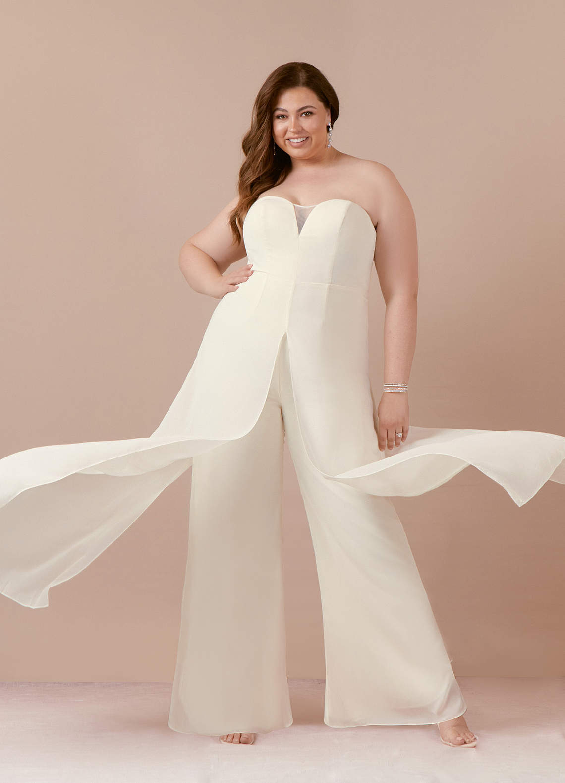 elyessen  Diamond White Pant Styles Strapless Chiffon Dress