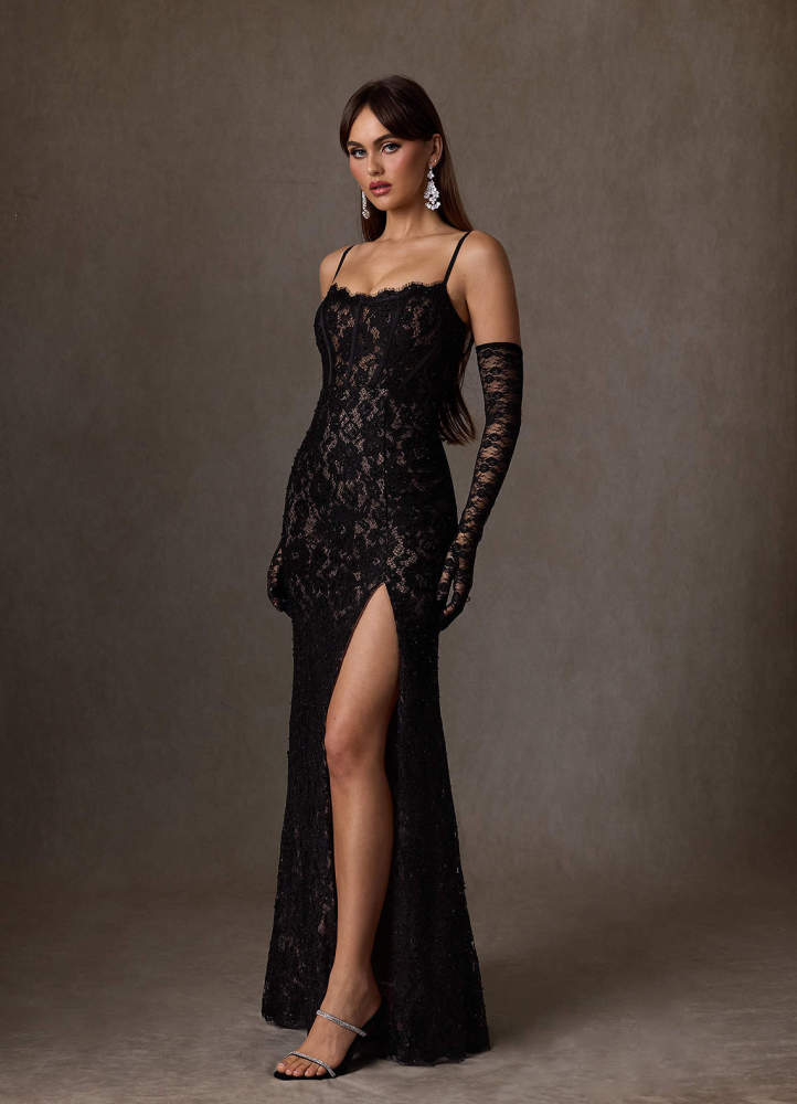 elyessen Jyotsna Stretch Diamond White A-Line Lace Dress