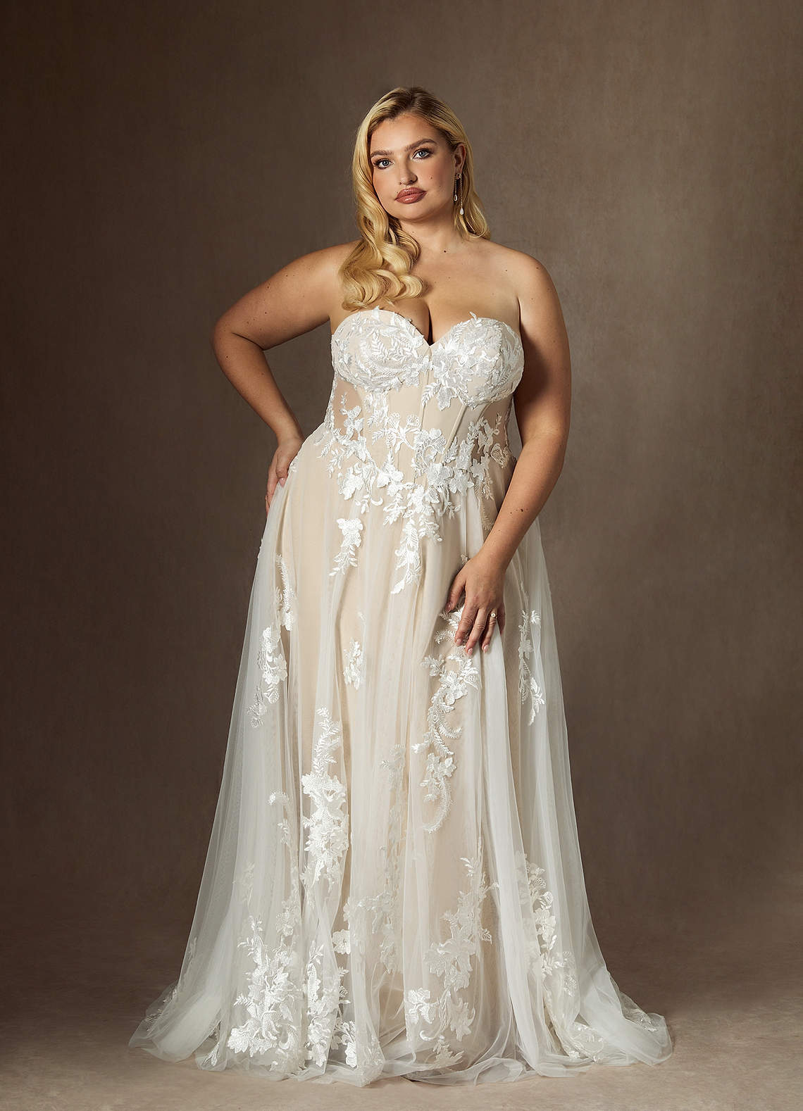 elyessen  Diamond White A-Line Sequins Tulle Dress
