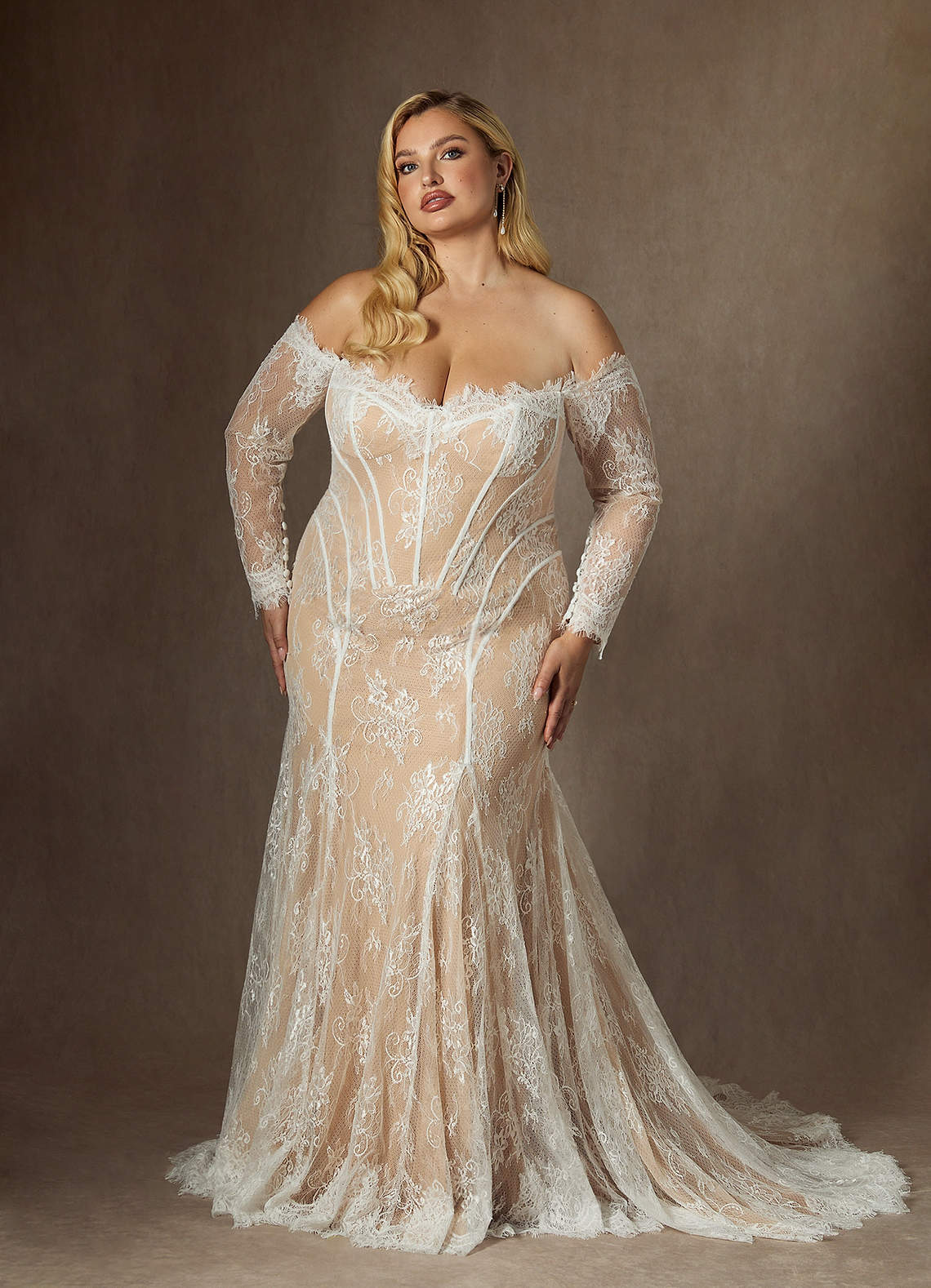 elyessen  Diamond White Mermaid Off the Shoulder Tulle Dress