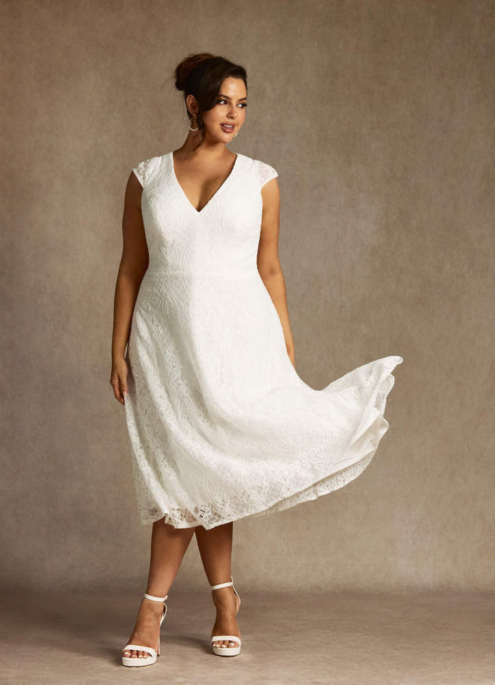 elyessen Lilly Diamond White A-Line Lace Dress