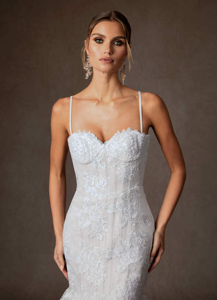 elyessen Janice Diamond White Mermaid Strapless Lace Dress