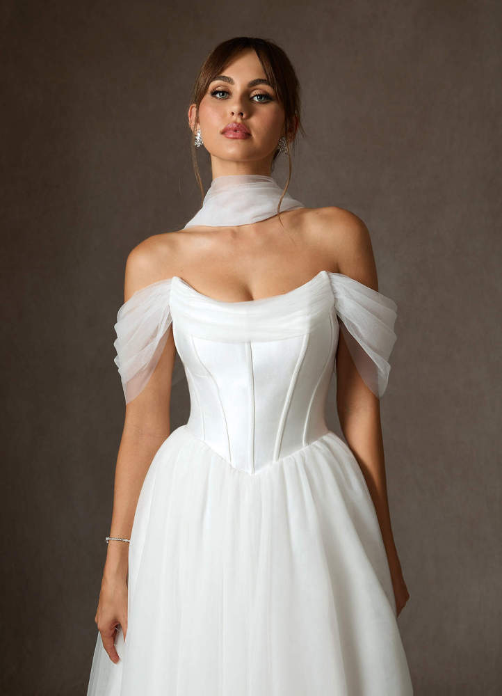 elyessen Adalyn Two-Piece Diamond White Ball-Gown Tulle Dress