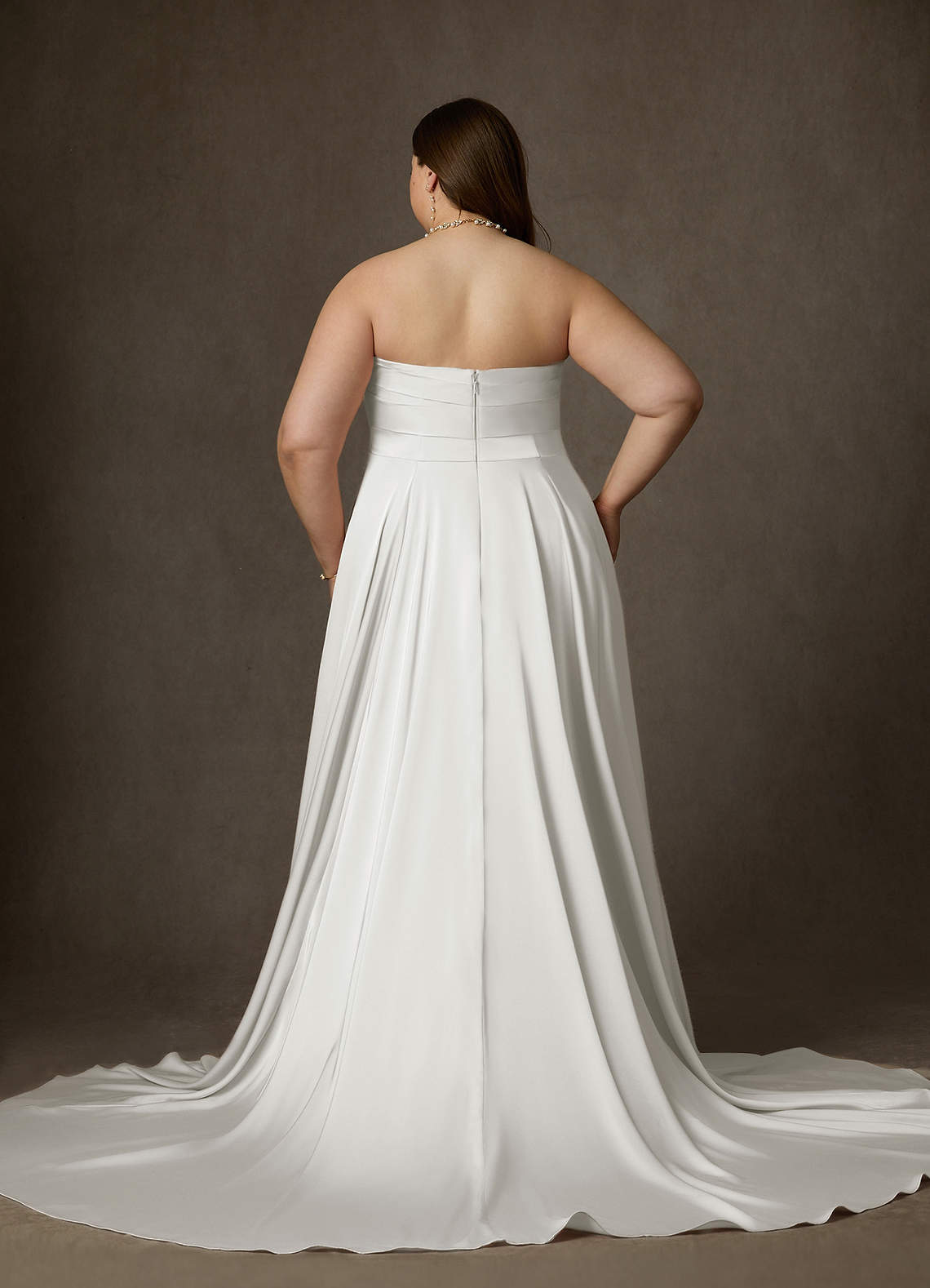 elyessen Alta Stretch Diamond White A-Line Strapless Stretch Satin Dress