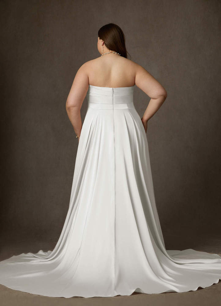 elyessen Alta Stretch Diamond White A-Line Strapless Stretch Satin Dress