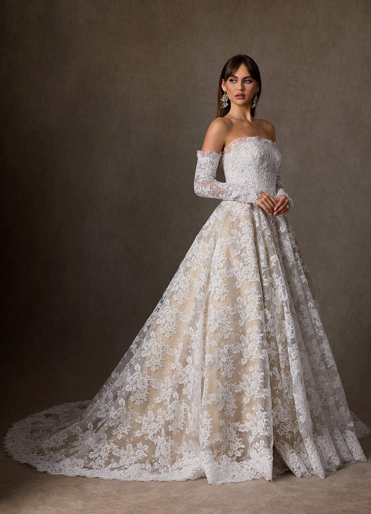 elyessen Hinata Two-Piece Diamond White Ball-Gown Strapless Lace Dress