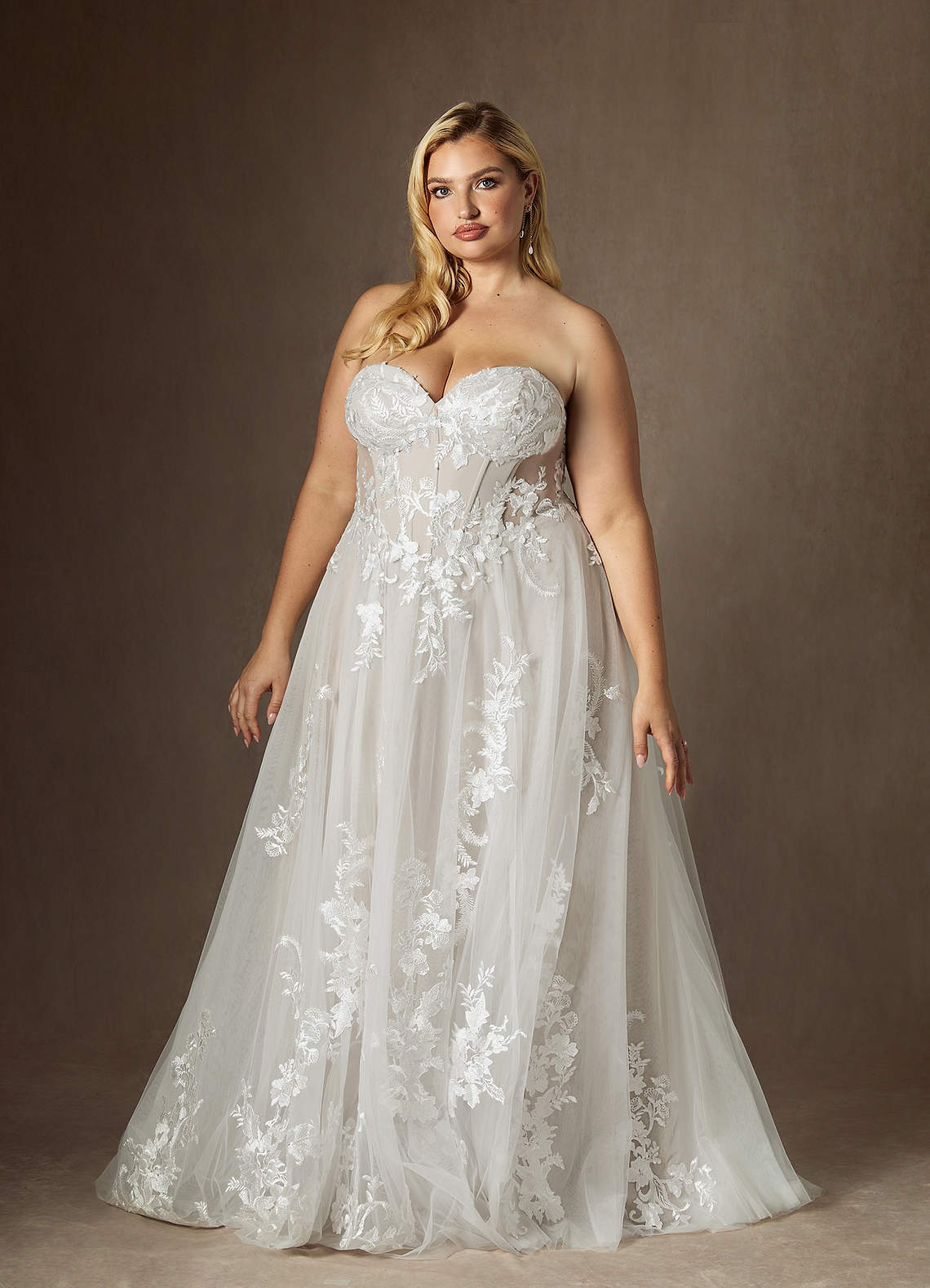 elyessen Aurorie Diamond White A-Line Sequins Tulle Dress