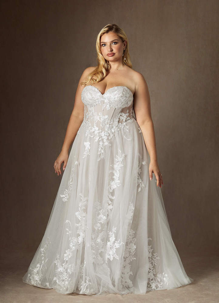 elyessen Aurorie Diamond White A-Line Sequins Tulle Dress