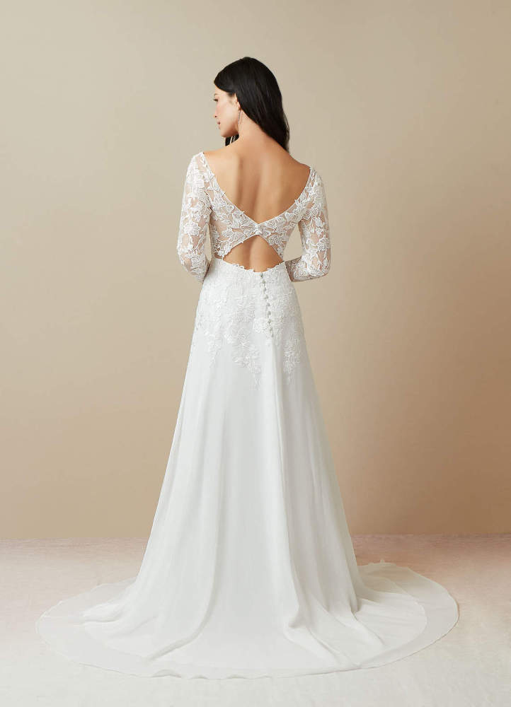elyessen Fleur Diamond White A-Line Sequins Chiffon Dress