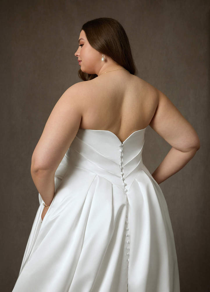 elyessen Adelise Diamond White Ball-Gown Strapless Satin Dress