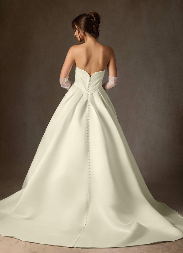 elyessen  Diamond White Ball-Gown Strapless Satin Dress