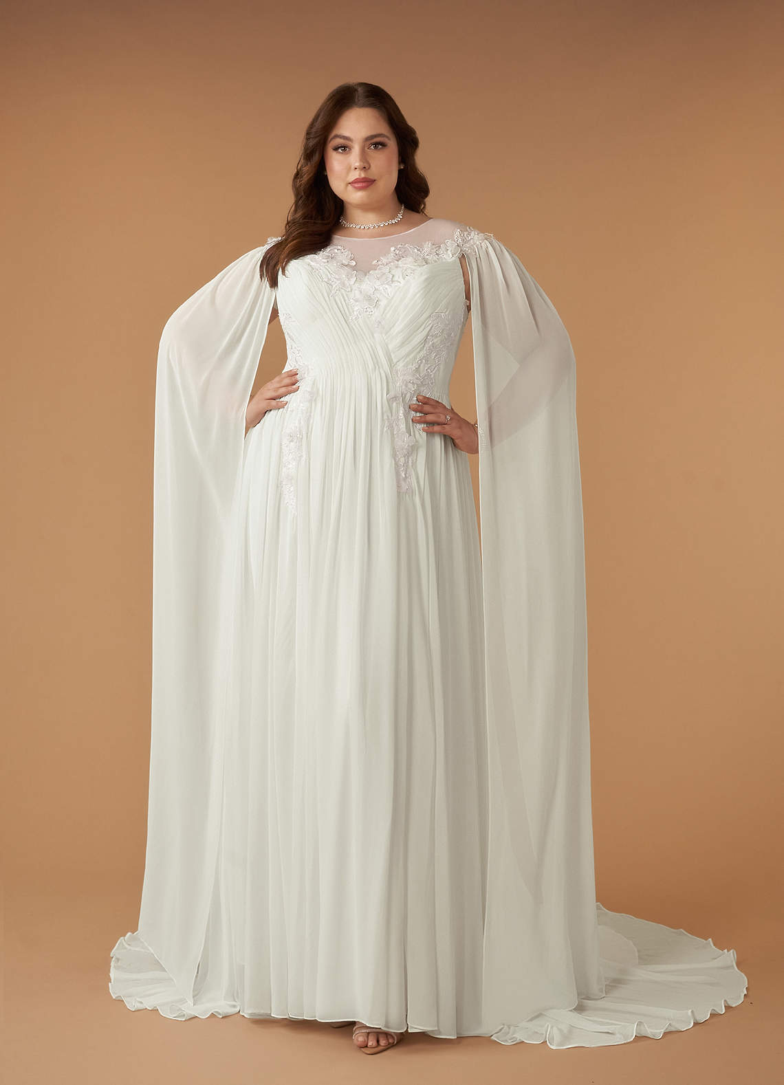 elyessen Diamond White A-Line Scoop Chiffon Dress