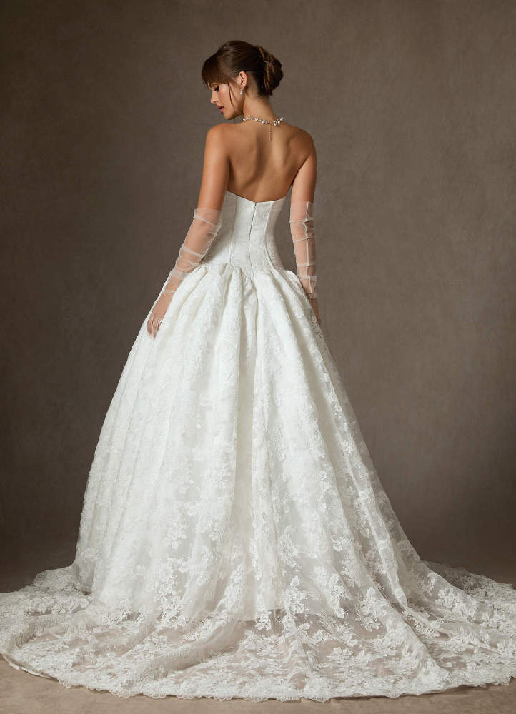 elyessen Giselle Diamond White Ball-Gown Strapless Lace Dress